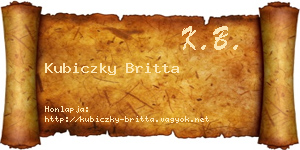 Kubiczky Britta névjegykártya